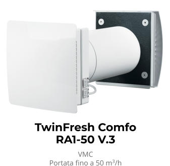 TwinFresh Comfo RA1-50 V.3 VMC Portata fino a 50 m3/h