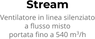 Stream Ventilatore in linea silenziato a flusso misto portata fino a 540 m3/h