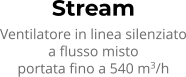 Stream Ventilatore in linea silenziato a flusso misto portata fino a 540 m3/h